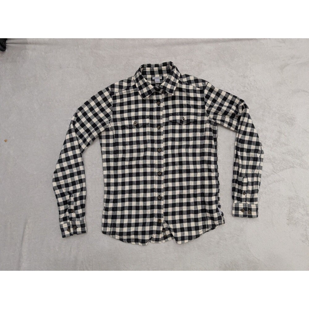 Carhartt Button Down Long Sleeve Flannel Black White Plaid Mens XS 0/2